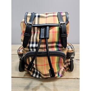 Burberry Vintage Rainbow Check Small Rucksack Backpack Antique Yellow